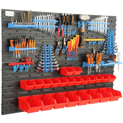 Image de PANNEAU D'OUTILLAGE 115X78 CM 22 BOX Étagère murale avec supports d'outils pour une organisation et un ordre optimaux dans l'atelier et le garage - peu encombrante et mobile pour une utilisation professionnelle, matériel de montage inclus
