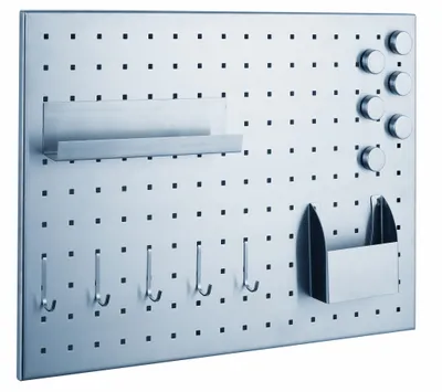 Produktbild von Alco Magnettafel gelocht Edelstahl 500x350mm silber inkl. Zubehör