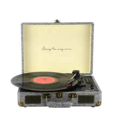 Produktbild von Plattenspieler mit lautsprecher PRIXTON VC400, Schallplattenspieler mit Bluetooth und Encoding-Funktion, Vinyl-Player, Radio FM und USB Port, Grau