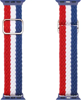 Image de Dux Ducis Tissu bracelet de montre compatible avec Watch 7 / SE 45/44 / 42mm Tissu boîtier rouge-bleu-blanc
