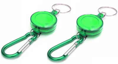 Produktbild von Rollclips – Ausziehbare Schlüsselanhänger mit Karabiner – 2 Stück – KordelSchlüsselanhänger – Schlüsselanhänger – Schlüsselband – Karabiner – Grün – CHPN