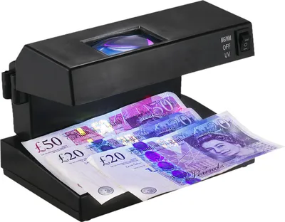 Obrázek produktu pro Detektor padělaných bankovek – detektor UV a vodoznaků s lupou, zařízení na kontrolu bankovek pro USD, euro a libru, přenosné, zástrčka pro EU
