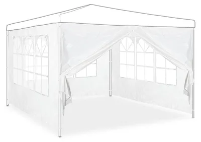 Zdjęcie produktu dla Ściana boczna do namiotu imprezowego - Zestaw 4 szt. - 2 x 3 m - Wodoodporny PE - Z oknem i zamkiem błyskawicznym - Biały