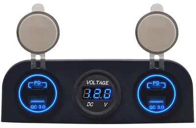 Produktbild von ProRide 12V USB-Autoladegerät 4 Anschlüsse QC3.0 P19174 mit Voltmeter