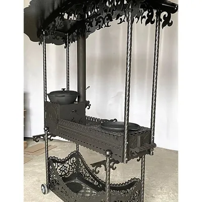 Produktbild von Grill, Mangal, Ofen "Sultan", mit doppeltem Boden, Grillstation für Kasan-Kessel, überdacht, Gartenküche, Holzkohlegrill, Schaschlik Grill.