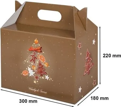 Zdjęcie produktu dla Pudełko Składane Świąteczne Na Prezent 300x180x220 (BRĄZ WŚ)