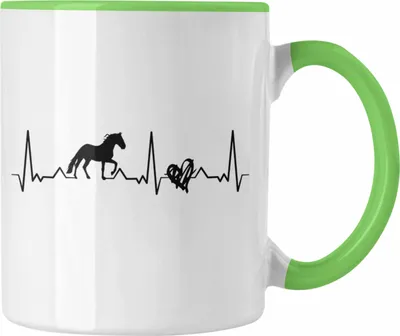 Produktbild von Trendation - Lustige Reiter Sprüche Geschenk Tasse Reiterin Pferde Mädchen Geschenkidee Pferde Herzschlag Herz (Grün)