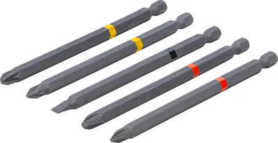 Immagine prodotto di Set di bit | esagono esterno 6,3 mm (1/4") | Phillips PH, Phillips PZ, a taglio | lunghezza 110 mm | 5 pz.