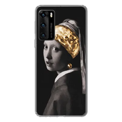 Produktbild von MuchoWow® Handyhülle Schutzhülle Hülle für Huawei P40 Malerei - Gold - Schwarz - Weiß Silikon Softcase Handy Hülle - Handytasche