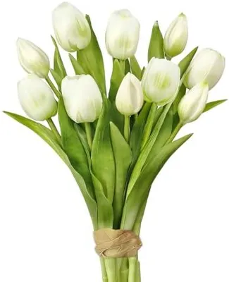 Produktbild von Tulpen Künstlich wie echt, Tulpenstrauß mit 6 Tulpen und 4 Tulpenknospen, Künstliche Blumen? Tulpenbündel Silikon, Fake Tulpen Kunstblumen, Deko Frühling Blumenstrauß Osterdeko Frühlingsdeko