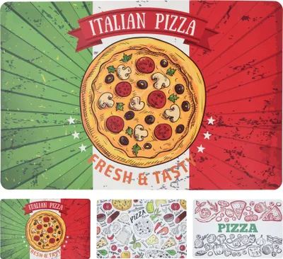 Produktbild von Tischsets abwaschbar 43x28cm Pizza Motiv 4 Stück sort. Weiß Rot Grün