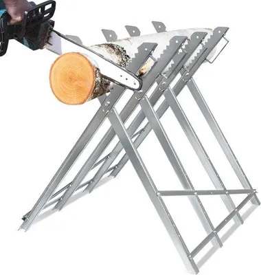 Produktbild von Famanu Metall-Zaagbok Inklappbar - Für Kettensägen und Handsägen, Tragkraft 150 kg, 82 x 80,5 x 79 cm