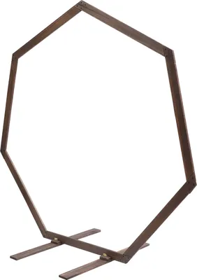 Obrázek produktu pro Dřevěný svatební oblouk Šestihranný svatební stojan 2,24 m x 2,19 m Květinový oblouk Balonový rám (hnědý)