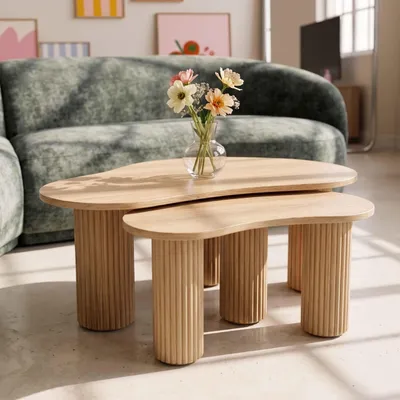 Produktbild von Beiger Couchtisch aus Melamin - Oviala Maeve