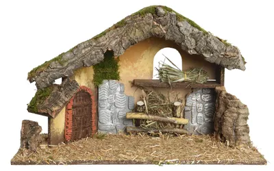 Productafbeelding van Kerststal naturel l50b23h31 cm naturel Decoris