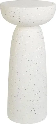 Produktbild von BELIANI Beistelltisch Cremeweiß Leichtbeton und Glasfaser Rund ⌀ 33 cm Terrazzo Optik Hohe Form Modern Outdoor Couchtisch Wohnzimmer Ausstattung Möbel