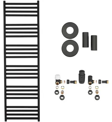 Produktbild von CERANO - Badezimmer-Heizkörper-Set Fulgiduson - Zentralheizung - seitlicher Anschluss - 765W - matt schwarz - 1800x530 mm