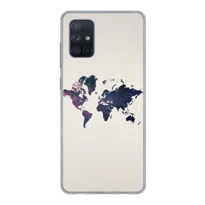 Produktbild von MuchoWow® Handyhülle Schutzhülle Hülle für Samsung Galaxy A51 Weltkarte - Licht - Rot Silikon Softcase Handy Hülle - Schutzabdeckung