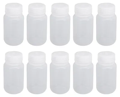 Image de 10 flacons à réactifs, plastique, large ouverture, liquide de laboratoire, joint d'étanchéité, récipient de conservation avec couvercle à vis, 125 ml