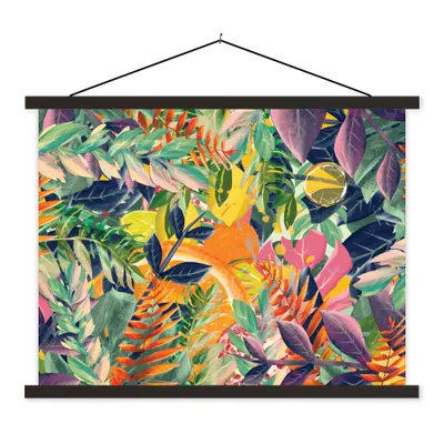 Produktbild von MuchoWow® Textilposter Blumen - Dschungel - Tropisch 120x90 cm mit schwarzem Rahmen - Aufhänger für Poster