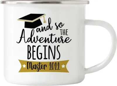 Produktbild von Master 2022 Emaille Tasse And so the Adventure Begins Masterabschluss Geschenk Absolvent Studium