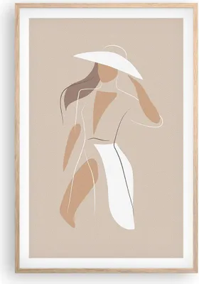 Produktbild von Gerahmtes Poster - Rahmen in heller Eiche - Minimalismus Frau Buntstift - 61x91,5 cm - Wand Bild - Wanddeko - Wandbilder - Kunstposter - Wandposter - Bilderrahmen - Bilder - Kunstdruck P2NPA61x91-4603