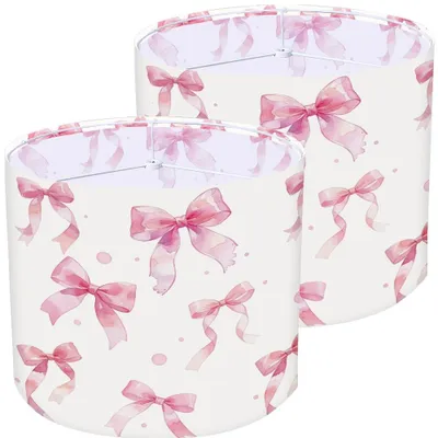 Productafbeelding van 2 Stuks Roze Lampenkappen met Strik voor Tafellampen