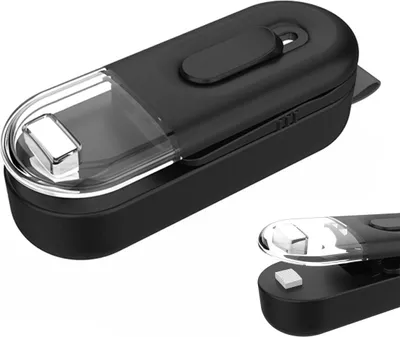 Produktbild von Handlicher Vakuum-Frischhaltesealer 2-in-1, tragbarer Beutelverschluss mit Schneidefunktion, transparentes Sichtfenster, magnetisch, kompakt