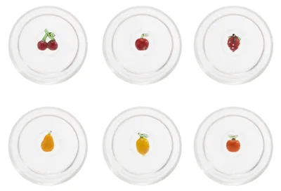 Image de Zafferano Teca Frutta Mix - Lot De 6 Verres En Borosilicate Avec Fruits, Gobelets 35 Cl À Double Fond Décorés À La Main, Lavables