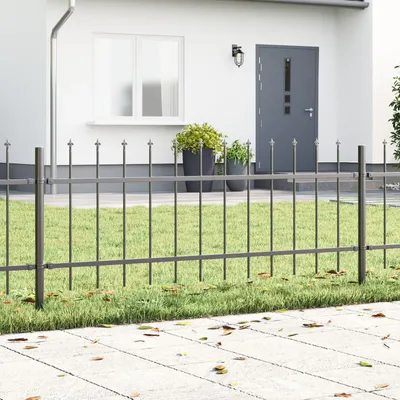 Produktbild von Gartenzaun mit Spear-Top Grau 1,7x0,6 m Stahl, Drahtzäune DesignMöbel Neu