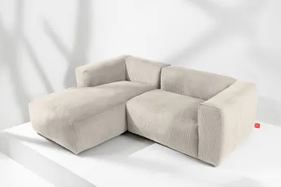 Obrázek produktu pro KONSIMO rohová pohovka levá 3/4 místná s extrémně měkkým sedákem "BUFFO", krémová barva, manšestrová tkanina, moderní ,237x73x172/96 cm