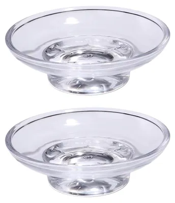 Produktbild von 2 Stück transparente Glas-Seifenschalen, runde Seifenschalen für das Badezimmer, Seifenhalter, Dekoration (transparent)