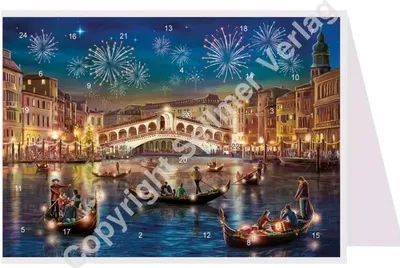 Immagine prodotto di Mini calendario dell'Avvento "Venezia" in formato cartolina con 24 finestrelle