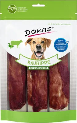 Produktbild von Dokas Kaurippe mit Entenbrust, Snacks, Hund, Adult, Ente, 210 g