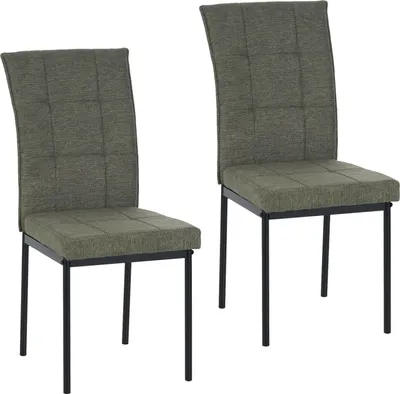 Produktbild von Stuhl Matthew Grün 2er Set, Karosteppung, hohe Rückenlehne, gepolstert, 96 cm hoch