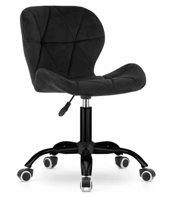 Image de Chaise pivotante pour chambre d'enfant ou bureau réglable en hauteur Velours de haute qualité Hauteur d'assise 43,5-56 cm, piétement à 5 branches Rotation à 360 degrés noir