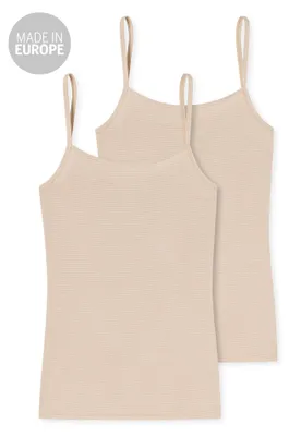 Produktbild von SCHIESSER Modal Essentials singlet (2-pack), dames spaghettitops zandkleurig