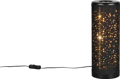 Image de Lampe de table LED, métal, noir, motif ajouré, H 34,5 cm