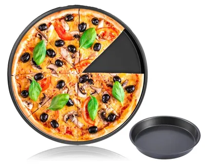 Image de Plaque à pizza - Revêtement antiadhésif - Pour pizzas et tartes flambées - Ronde, diamètre 23 cm