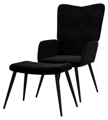 Produktbild von Relaxsessel mit Hocker in Schwarz aus Samt