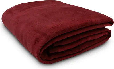 A folded burgundy blanket is shown on a white background.