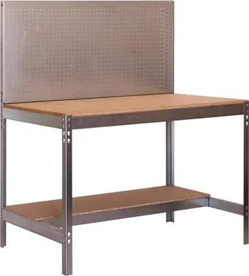 Produktbild von PROREGAL Werkbank BUFFALO mit Werkzeugwand | HxBxT 84x120x61cm | Traglast 600kg | Verzinkt