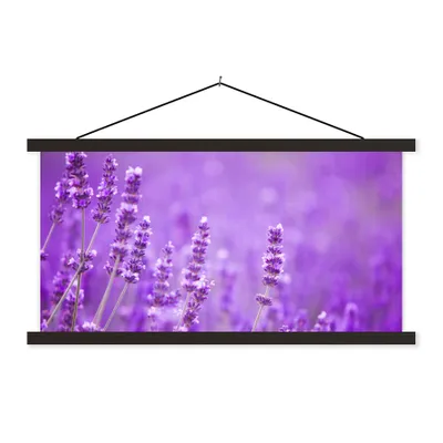 Produktbild von MuchoWow® Textilposter Lavendel - Nahaufnahme - Blumen - Lila 60x30 cm mit schwarzem Rahmen - Textilien