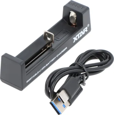 Produktbild von 1-Schacht USB-C Ladegerät mit bis zu 0,5Ah Ladestrom, für Li-Ion Akkus, kompaktes Ladegerät, ohne Netzteil