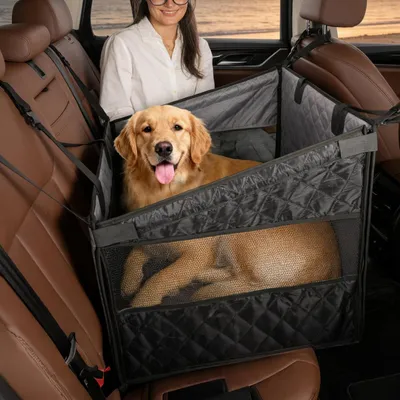 Produktbild von Hundeautositz für die Rückbank 55,6×57×73,6×41 cm – Wasserdichter und rutschfester Autositz für Hunde mit 4 Befestigungsgurten, stabiler Sitz für mittelgroße und große Hunde