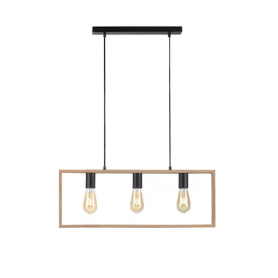 Produktbild von Pendelleuchte, Holz, Schwarz, 3-Flammig, L 69 cm