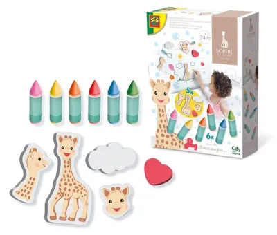 Produktbild von SES Creative 14498 Sophie la girafe - Badewannen-Malstifte mit Formen - Badespaß Spielzeug für Kleinkinder, Bad-Malvorlagen, Junge/Mädchen, 2 Jahr(e), Karton