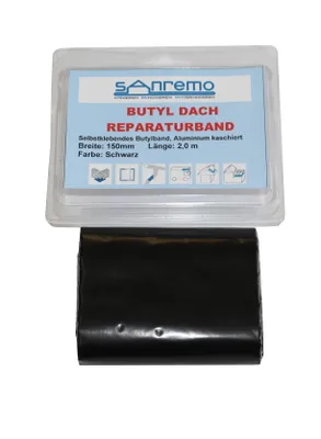 Produktbild von Sanremo DACH Reparaturband Dachrinne selbstklebendes Alu-Butylband Schwarz 150mm x 2m