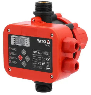 Produktbild von YATO Wasserdruckschalter Pumpensteuerung Druckschalter für Wasserpumpe 2200W Gartenpumpe Tiefbrunnen Hauswasserwerk mit LCD, Trockenlaufschutz
