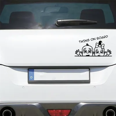 Produktbild von Auto Aufkleber Zwillinge an Bord Mädchen Junge 20x11 cm Schwarz Matt Sticker Heckscheibenaufkleber